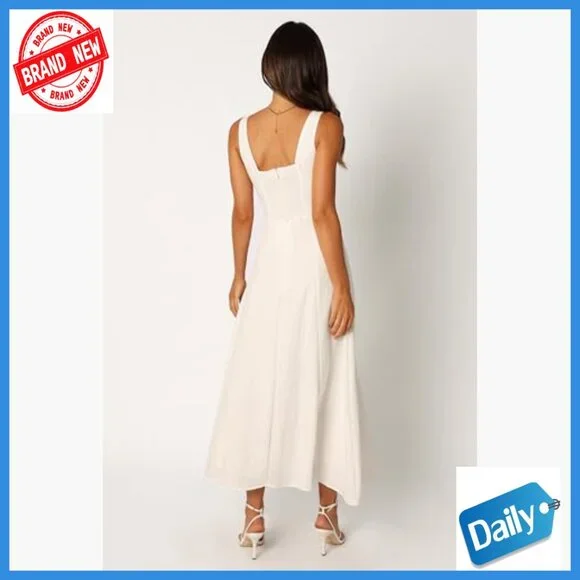 Midi Cocktail Dress with V-Neck, High Waist, and Cut-Out Detail